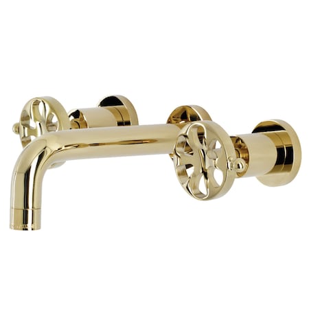 Kingston Brass KS8122RX Two-Handle Wall Mount Bathroom Faucet, Polished Brass KS8122RX